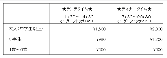 レストランサラフル料金